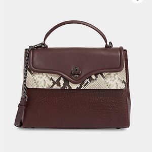 Rebecca Minkoff Phoebe Top Handle Croc Embossed Leather Satchel in Burgundy